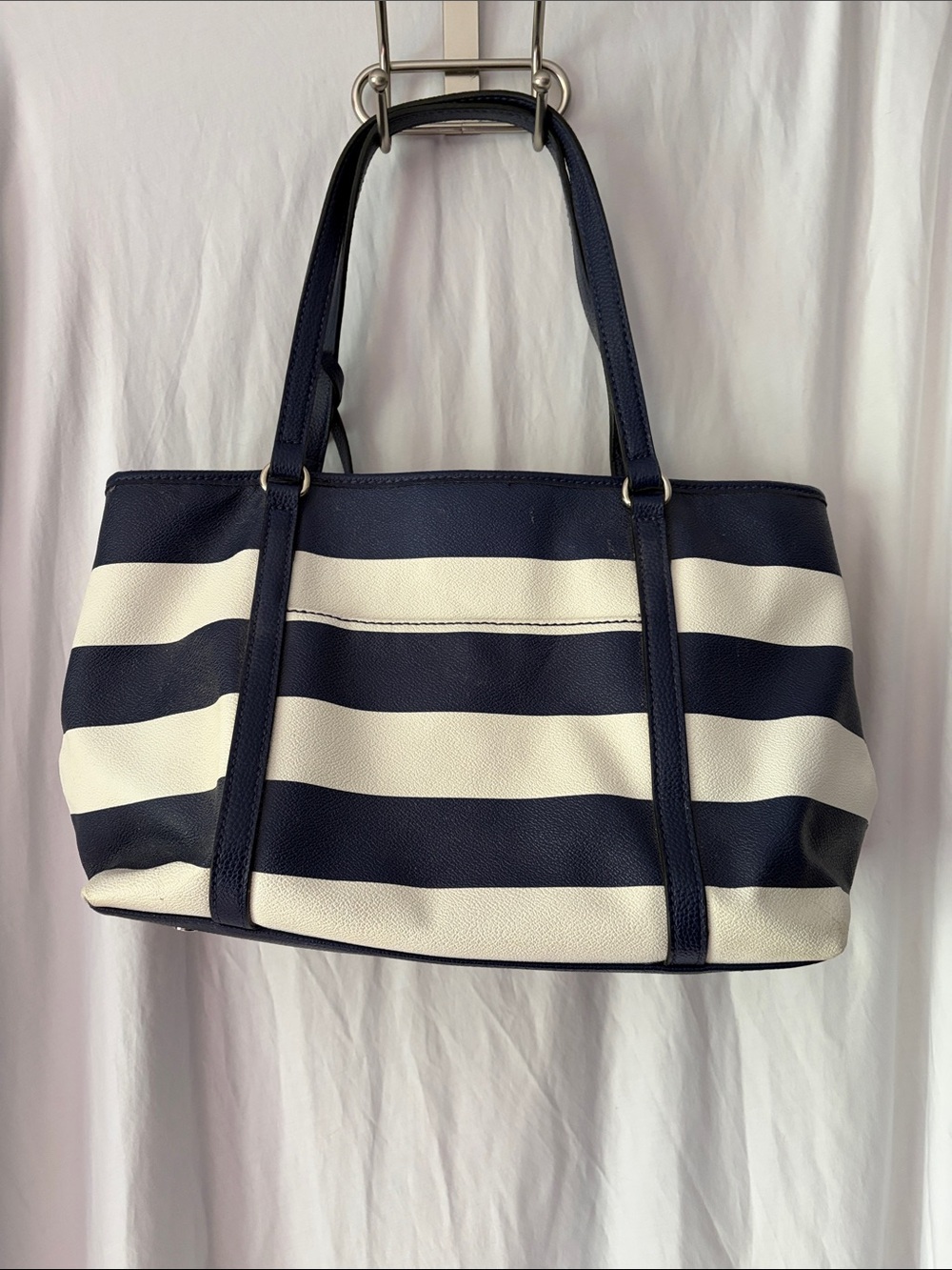 Dana Buchman Navy and White Striped Tote - Picture 3 of 3